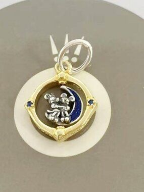Pandora Disney Mickey Mouse & Minnie Mouse Two-tone Spinning Moon Dangle Charm